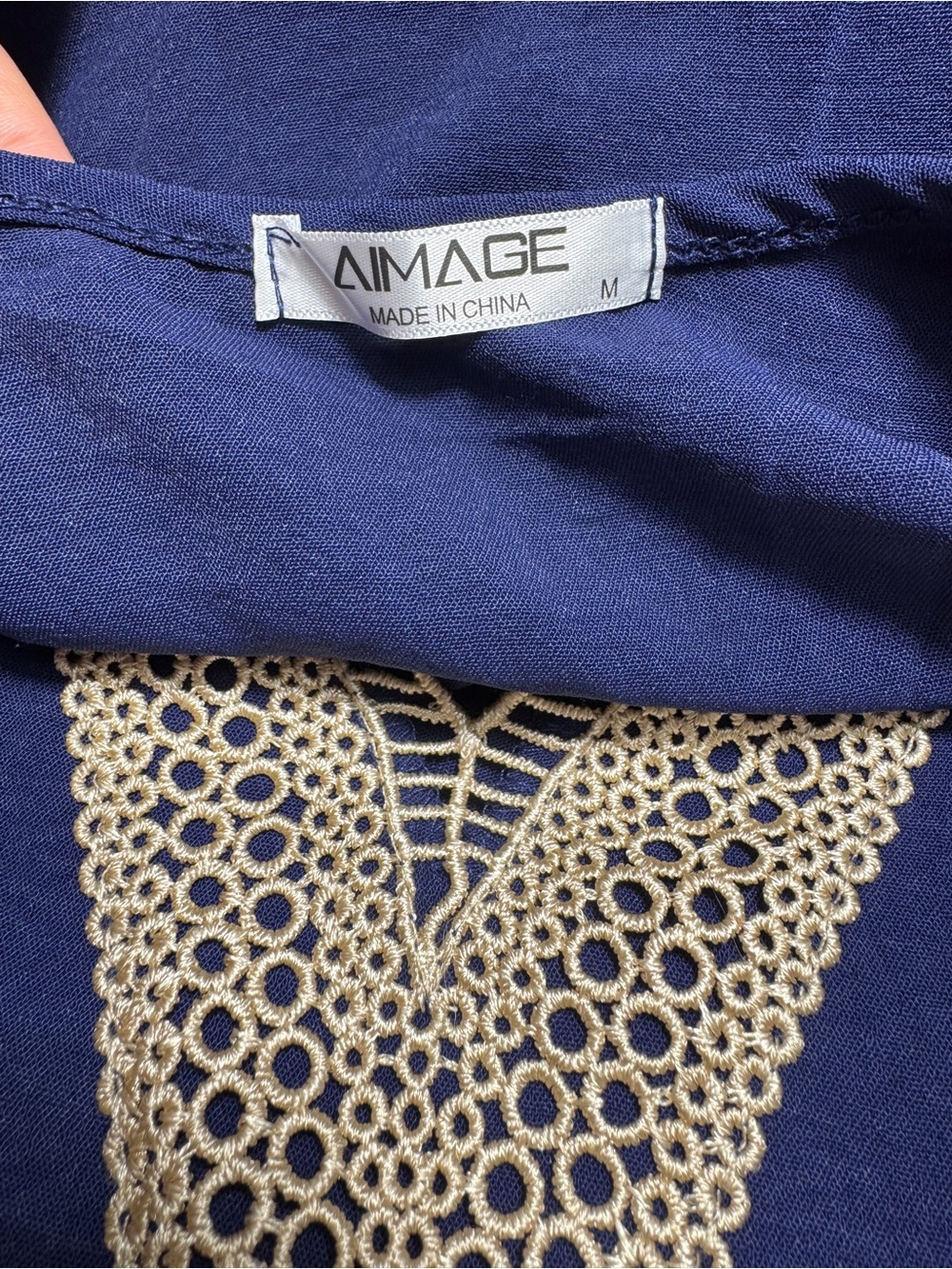 AI’Mage Navy Crochet Swim Cover Up Dress Size M Beach Resort Kaftan Tunic Boho - Picture 9 of 9